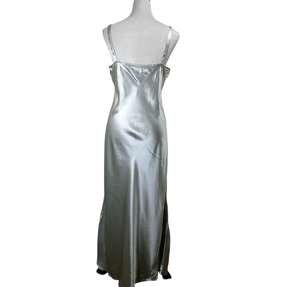 Vintage 90s 100% Silk Slip Maxi Dress | Pistachio Celery Green | Size L | Tweeds - Picture 2 of 12